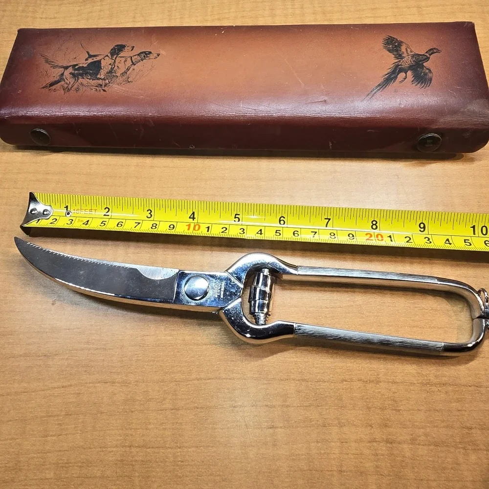 VTG VOOS Poultry Kitchen Utility Stainless‎ Steel Shears with Case Pheasant Hunt
